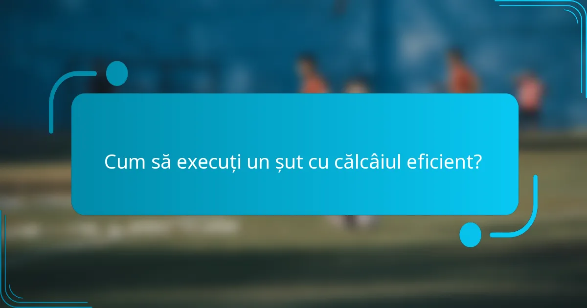Cum să execuți un șut cu călcâiul eficient?